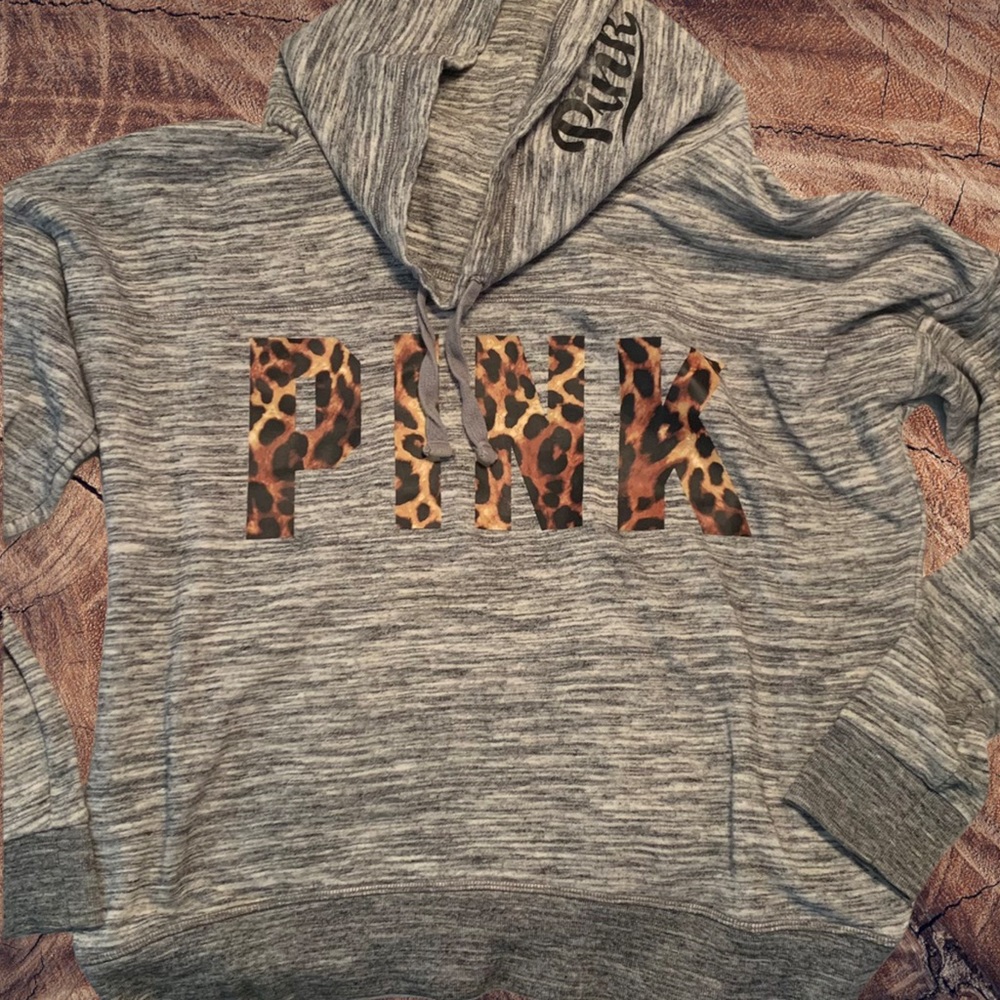 VS PINK | Leopard / Cheetah Cowl Neck Hoodie